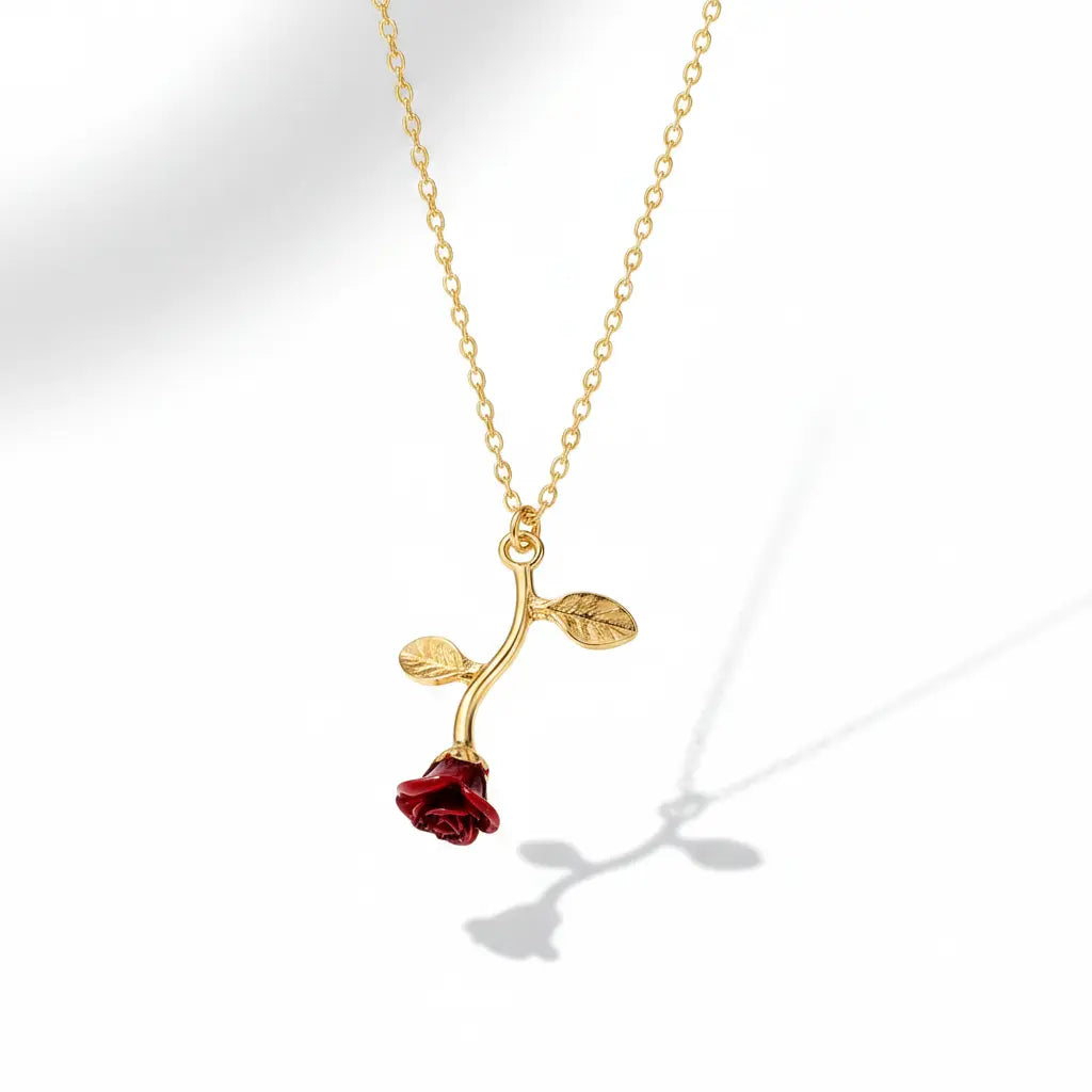 Falling Rose Pendant "Adjustable Chain"