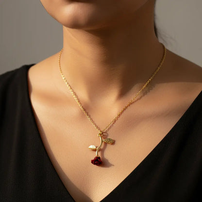 Falling Rose Pendant "Adjustable Chain"