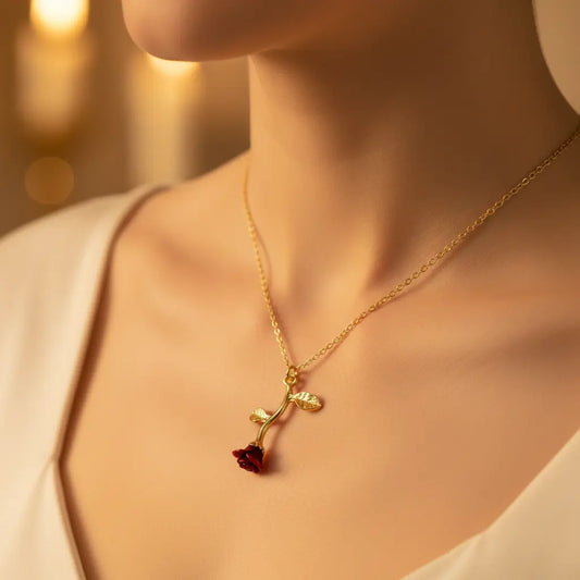 Falling Rose Pendant "Adjustable Chain"