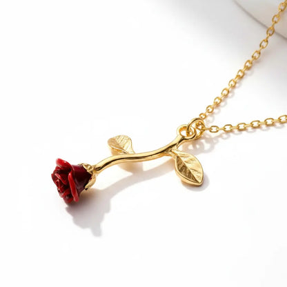 Falling Rose Pendant "Adjustable Chain"